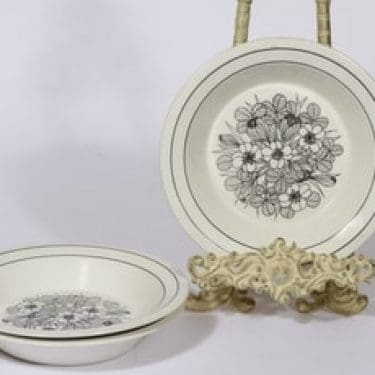 Arabia Krokus lautaset, syvä, 3 kpl, suunnittelija Esteri Tomula, syvä, serikuva