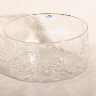 Nuutajärvi Flora kulho, kirkas, suunnittelija Oiva Toikka,