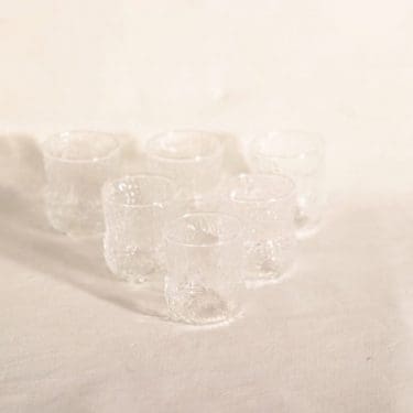 Nuutajärvi Fauna snapsilasit, kirkas, 6 kpl, suunnittelija Oiva Toikka,