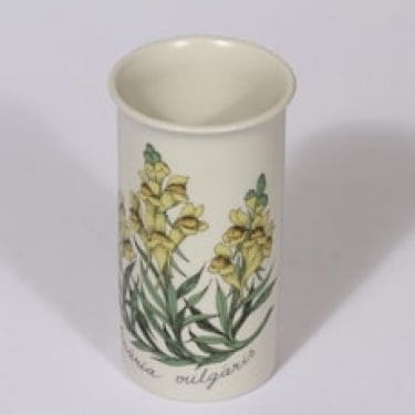 Arabia Botanica maljakko, Kannusruoho, suunnittelija Esteri Tomula, Kannusruoho, serikuva, kukka-aihe