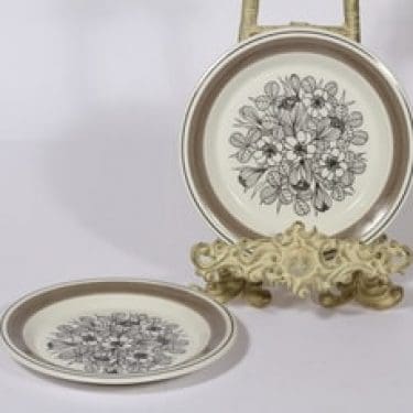 Arabia Krokus lautaset, 2 kpl, suunnittelija Esteri Tomula, pieni, serikuva, kukka-aihe