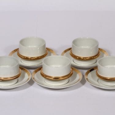 Arabia Kultavanne kahvikupit, 5 kpl, suunnittelija , kultakoriste