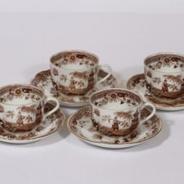 Arabia Singapore kahvikupit, ruskea, 4 kpl, suunnittelija , kuparipainokoriste