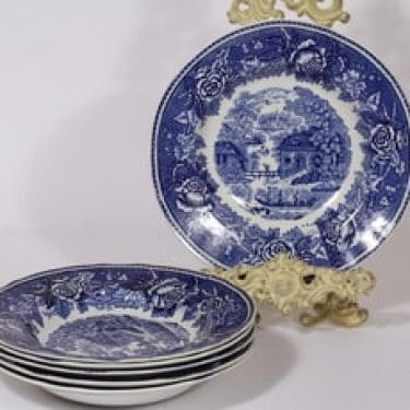 Arabia Maisema lautaset, syvä, 6 kpl, suunnittelija , syvä, kuparipainikoriste