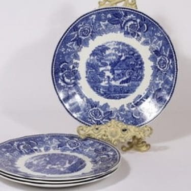 Arabia Maisema lautaset, sininen, 4 kpl, suunnittelija , kuparipainokoriste