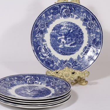 Arabia Maisema lautaset, sininen, 6 kpl, suunnittelija , kuparipainokoriste