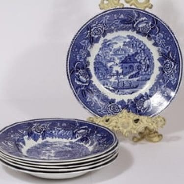 Arabia Maisema lautaset, syvä, 6 kpl, suunnittelija , syvä, kuparipainikoriste