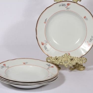 Arabia koriste 4028 lautaset, syvä, 5 kpl, suunnittelija , syvä, lehtiaihe