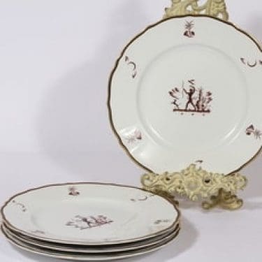 Arabia Diana lautaset, matala, 4 kpl, suunnittelija Einar Forseth, matala, suuri, siirtokuva, art deco