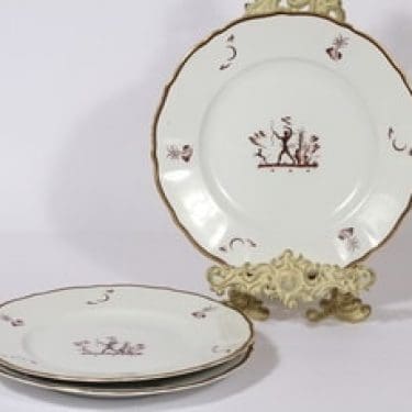 Arabia Diana lautaset, matala, 3 kpl, suunnittelija Einar Forseth, matala, suuri, siirtokuva, art deco