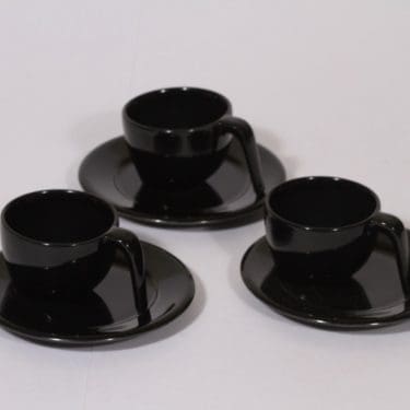 Arabia Ego mokkakupit, musta, 3 kpl, suunnittelija Stefan Lindfors, pieni