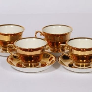 Arabia Paulig kahvikupit, Kultakuppi, 4 kpl, suunnittelija , Kultakuppi, kultakoriste