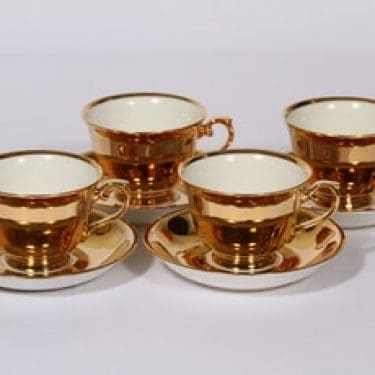 Arabia Paulig kahvikupit, Kultakuppi, 4 kpl, suunnittelija , Kultakuppi, kultakoriste