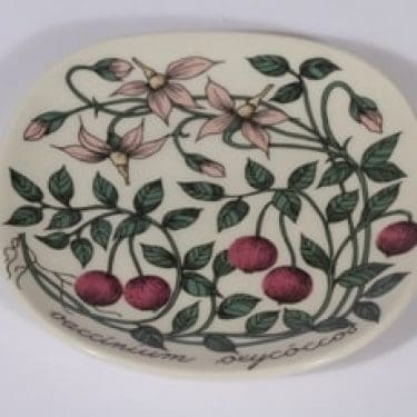 Arabia Botanica koristelautanen, Isokarpalo, suunnittelija Esteri Tomula, Isokarpalo, pieni, serikuva