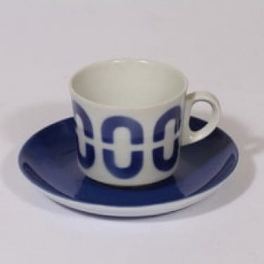Arabia BR kahvikuppi, sininen, suunnittelija Göran Bäck, puhalluskoriste, retro, nimetön koriste