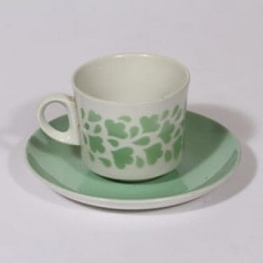 Arabia BR kahvikuppi, vihreä, suunnittelija Göran Bäck, puhalluskoriste, retro, nimetön koriste