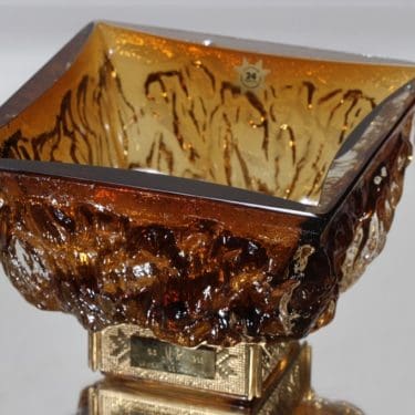 Kumela maljakko, signeerattu, suunnittelija Eino Vänni, signeerattu, massiivinen, kullattu vanne