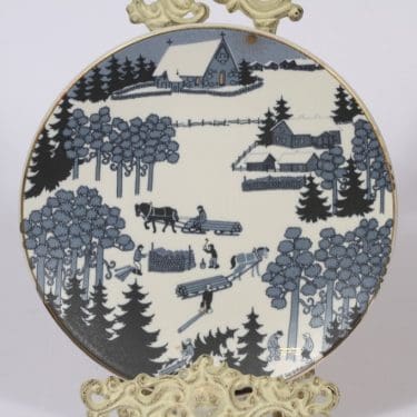 Arabia Joululautanen vuosilautanen, 1979, suunnittelija Raija Uosikkinen, 1979, serikuva