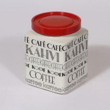 Arabia Kahvi kahvipurkki, suunnittelija Esteri Tomula, suuri, tekstikuvio