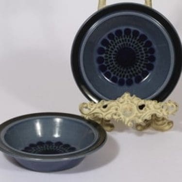 Arabia Kosmos lautaset, syvä, 2 kpl, suunnittelija Gunvor Olin-Grönqvist, syvä, puhalluskoriste, retro