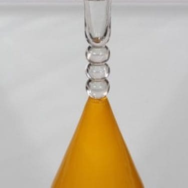 Riihimäen lasi Tzarina kynttilänjalka, keltainen|kirkas, suunnittelija Nanny Still, signeerattu, prototyyppi