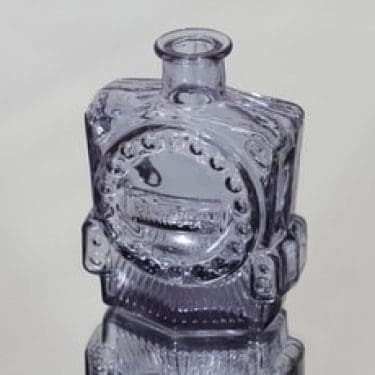 Riihimäen lasi Veturipullo koristepullo, neodymi, suunnittelija Erkkitapio Siiroinen, pieni