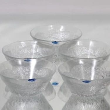 Nuutajärvi Pioni annoskulhot, kirkas, 5 kpl, suunnittelija Oiva Toikka,