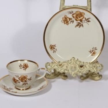 Arabia Myrna kahvikuppi ja lautanen, suunnittelija Olga Osol, serikuva