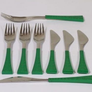 Hackman Colorina haarukat ja veitset, vihreä, 8 kpl, suunnittelija Nanny Still,