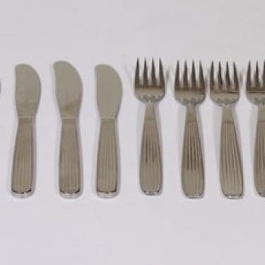 Hackman Scandia haarukat ja veitset, teräs, 8 kpl, suunnittelija Kaj Franck, teräs, pieni