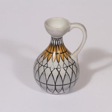 Kupittaan savi maljakko, käsinmaalattu, suunnittelija Atso Eskola, käsinmaalattu, pieni, funktionalismi