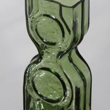 Riihimäen lasi Kaappikello maljakko, vihreä, suunnittelija Helena Tynell,