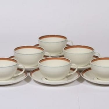 Arabia Katariina teekupit, 6 kpl, suunnittelija , raitakoriste