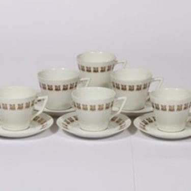 Arabia tilattu koriste kahvikupit, valkoinen, 6 kpl, suunnittelija , serikuva