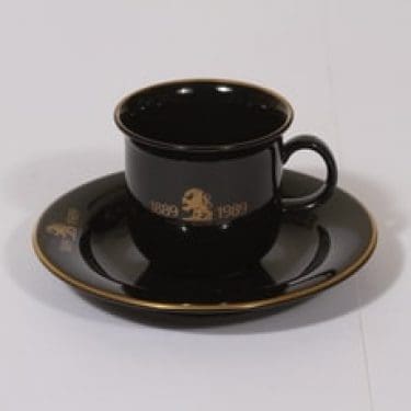 Arabia Helsingin Sanomat kahvikuppi, musta, suunnittelija , serikuva