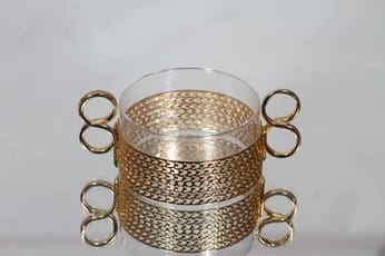 Iittala Tsaikka sokerikko, kirkas, suunnittelija Timo Sarpaneva, kullattu