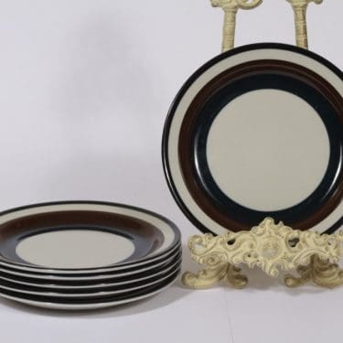 Arabia Kaira lautaset, matala, 6 kpl, suunnittelija Anja Jaatinen-Winqvist, matala, raitakoriste