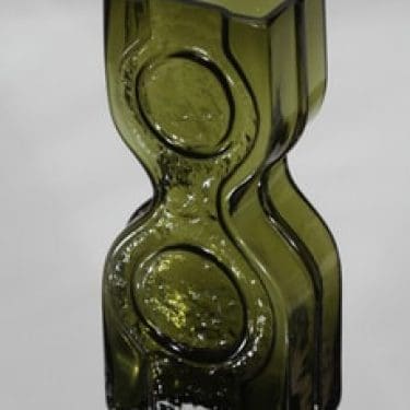 Riihimäen lasi Kaappikello maljakko, oliivinvihreä, suunnittelija Helena Tynell,