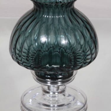 Riihimäen lasi Apollo kynttilälyhty, siniharmaa, suunnittelija Nanny Still,