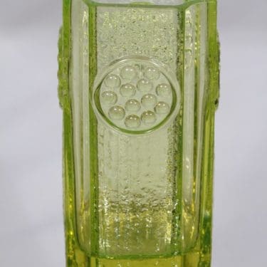 Riihimäen lasi Rondella maljakko, keltainen, suunnittelija Tamara Aladin, massiivinen