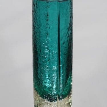 Riihimäen lasi 1456 maljakko, turkoosi, suunnittelija Tamara Aladin, pieni