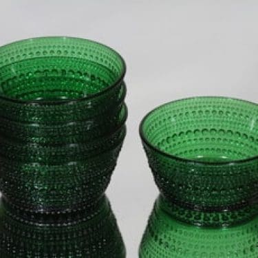 Nuutajärvi Kastehelmi annoskulhot, vihreä, 5 kpl, suunnittelija Oiva Toikka,