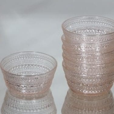 Nuutajärvi Kastehelmi annoskulhot, kirkas, 6 kpl, suunnittelija Oiva Toikka,