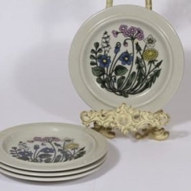 Arabia Flora lautaset, 4 kpl, suunnittelija Esteri Tomula, pieni, serikuva, kukka-aihe