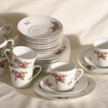 Arabia OT kahvikupit, kukkakuvio, 8 kpl, suunnittelija , kukkakuvio, siirtokuva