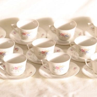 Arabia kahvikupit, kukkakuvio, 10 kpl, suunnittelija , kukkakuvio, siirtokuva