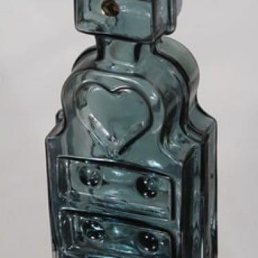 Riihimäen lasi Piironki maljakko, siniharmaa, suunnittelija Helena Tynell,