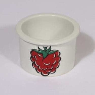 Arabia Tutti Frutti purnukka, vadelma, suunnittelija Ulla Procope, vadelma, serikuva, pop art