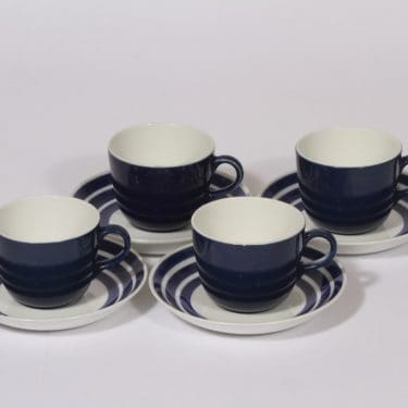 Arabia AA kahvikupit, sininen, 4 kpl, suunnittelija , raitakoriste