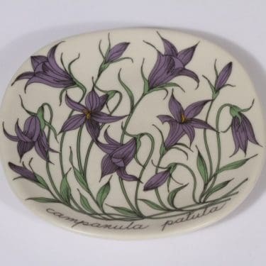 Arabia Botanica koristelautanen, Harakankello, suunnittelija Esteri Tomula, Harakankello, pieni, serikuva